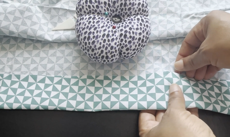 The Point Turner & Button Gauge - Hemming - Turn up the hem & pin in place