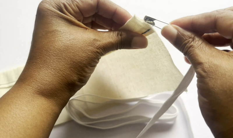 A Quick DIY Bodkin: Continue to inch the safety pin through